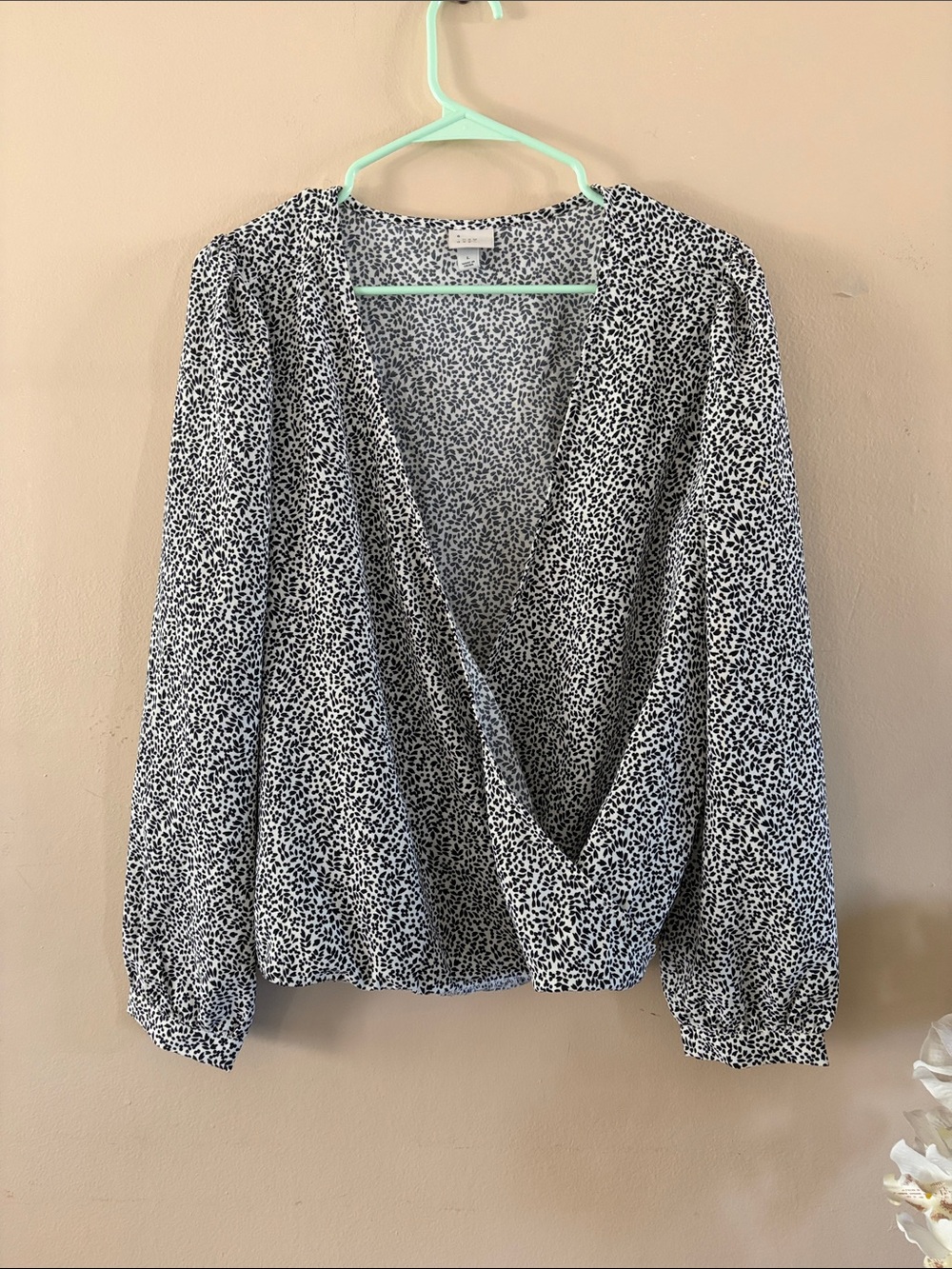 a new day Black & White Printed Wrap Blouse